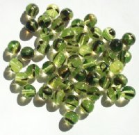 50 8mm Transparent Olivine Tortoise Stripe Round Glass Beads